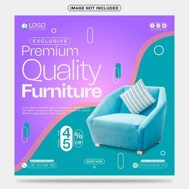 Exclusive premium quality furniture arrival social media post template design