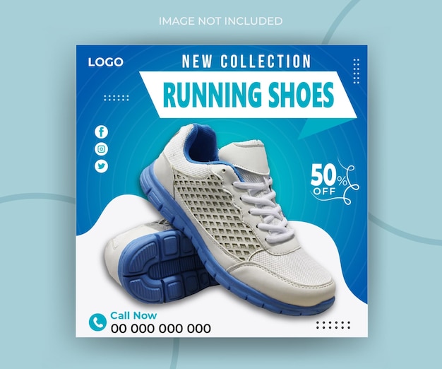 Exclusive running shoes collection for instagram social media post banner template