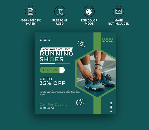Collezione di scarpe esclusive instagram banner pubblicitario modello di post sui social media