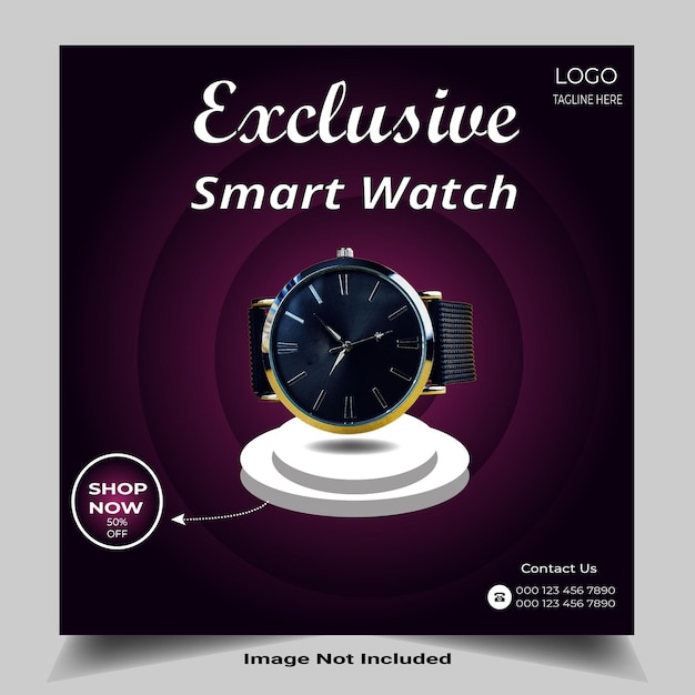 Vector exclusive smart watch brand product promotion,
social media banner, instagram post, and web ads