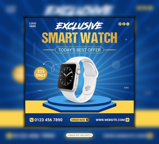 Vettore esclusivo smart watch banner instagram o design del modello di post sui social media