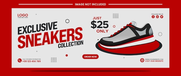 Design esclusivo del modello di banner per social media della collezione sneakers