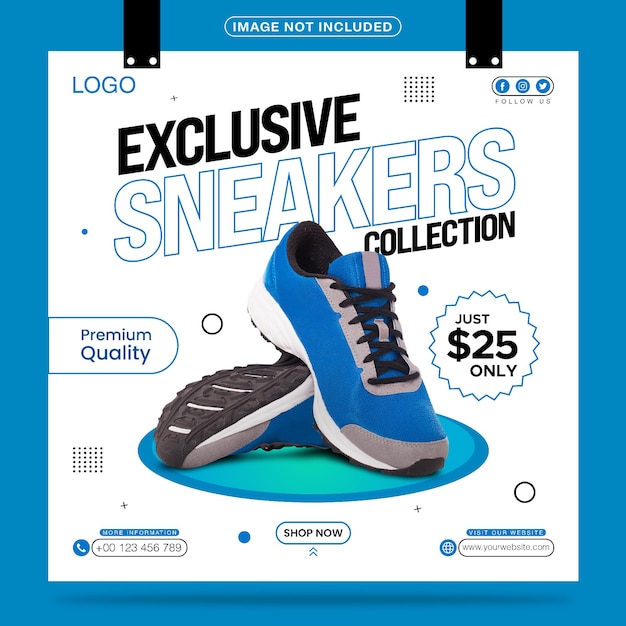 exclusive sneakers collection social media post template design