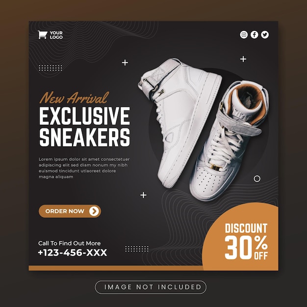 Vector exclusive sneakers social media promotion banner template