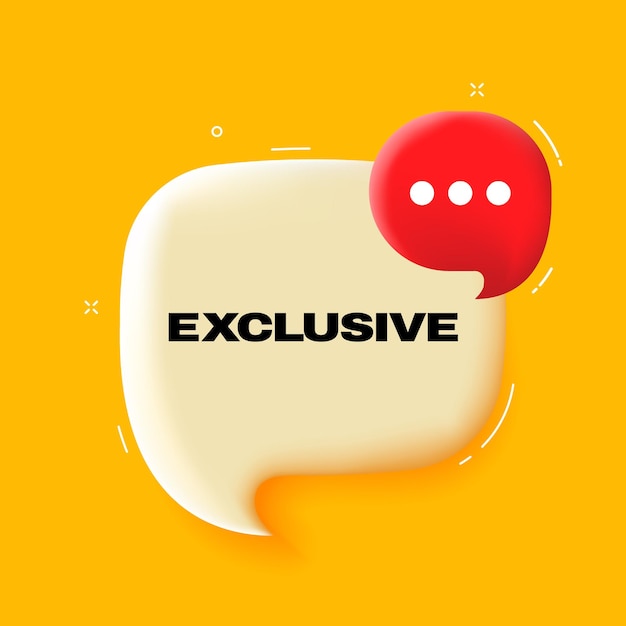 Exclusive speech bubble with exclusive text 3d illustration pop art style vector line icon for business and advertising