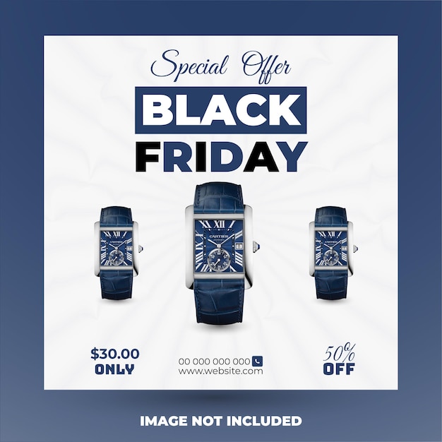 Vector exclusive watch social media post design or instagram marketing banner