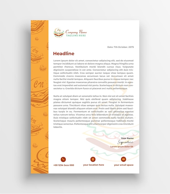 Executive burger business letterhead template