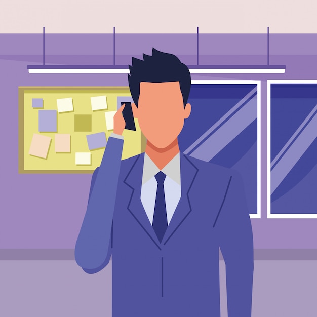 executive businessman talking on phone and holding briefcase