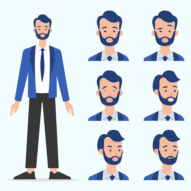 Vector executive_man_different_faces