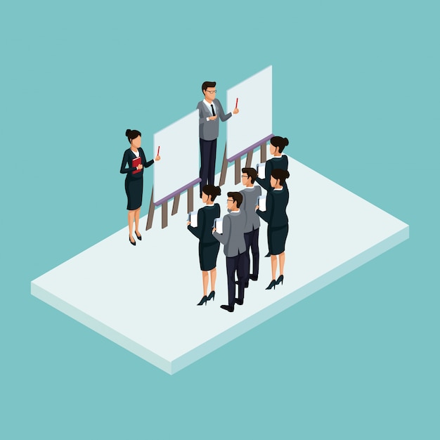 Executives at business meeting isometric concept 