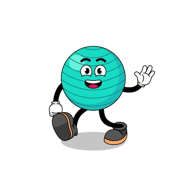 Exercise ball cartoon walking character design