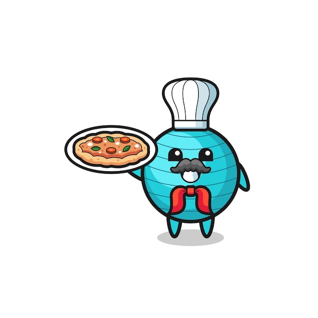 Exercise ball character as Italian chef mascot cute design