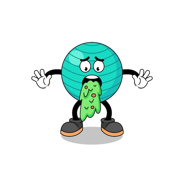 Exercise ball mascot cartoon vomiting character design