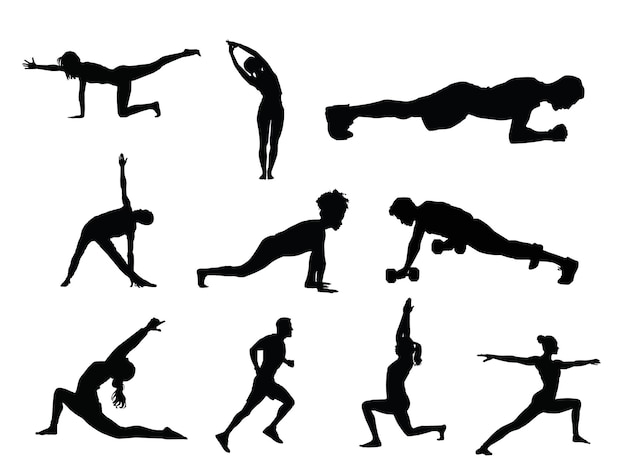 Exercise silhouette illustration set