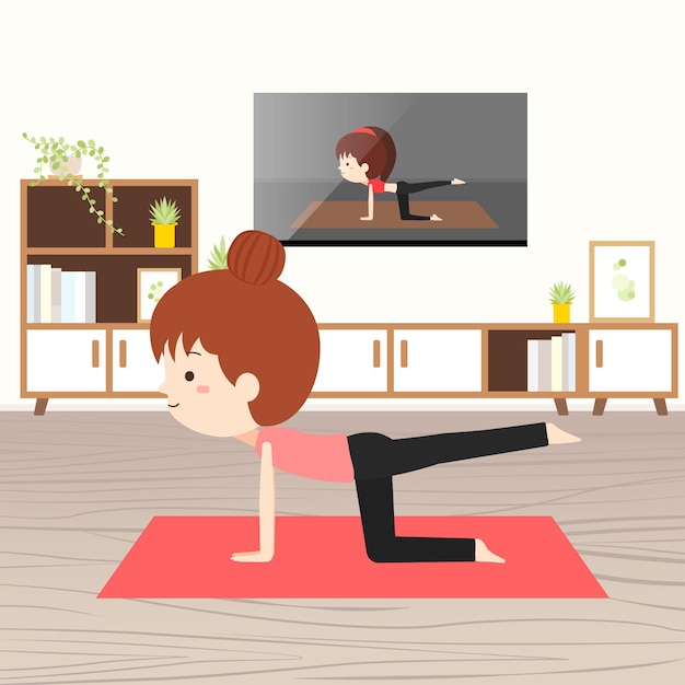 Exercising at home concept