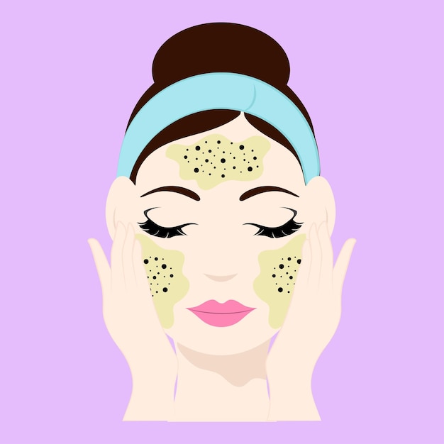 Exfoliating Female Face Skin Against Pink Background