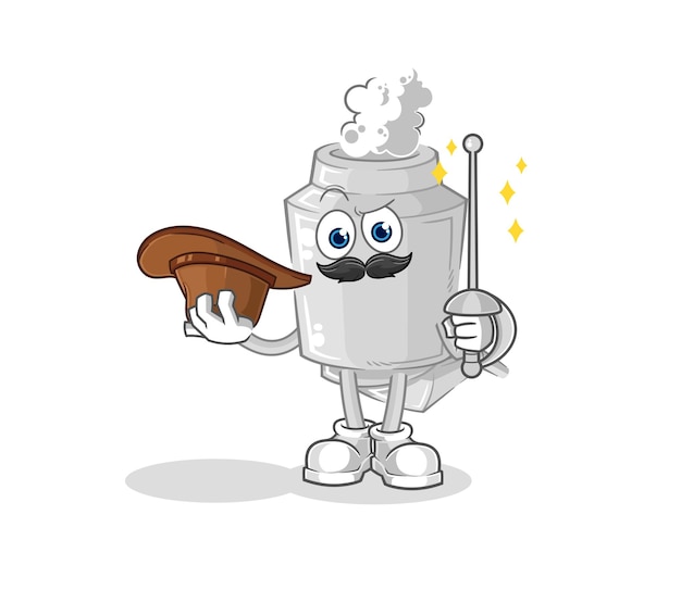 Exhaust fencer character cartoon mascot vector