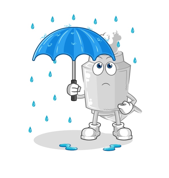 Exhaust holding an umbrella illustration character vector