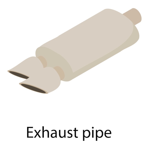 Iconica del tubo di scarico isometrica dell'icona vettoriale del tubo di scappamento per il web design isolata su sfondo bianco