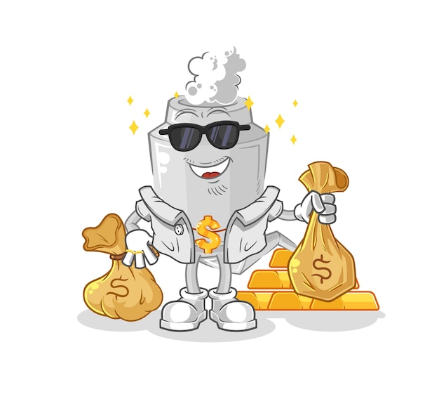 exhaust rich character cartoon mascot vector