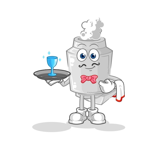 Exhaust waiter cartoon cartoon mascot vector