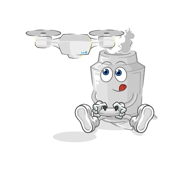 Exhaust with drone character cartoon mascot vector