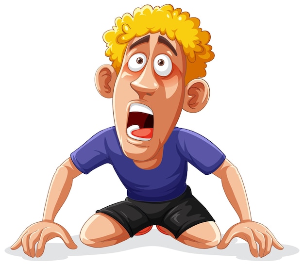 Vector exhausted runner cartoon character