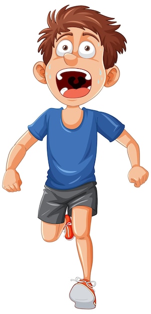 Vector exhausted runner cartoon character