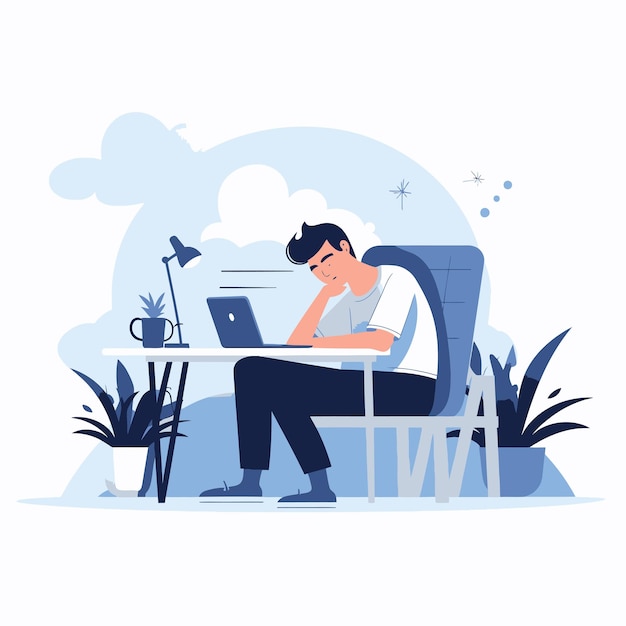 Vector exhausted_worker_sleep_behind_his_deskprocrastination