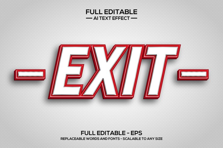 Vector exit 3d text effect editable