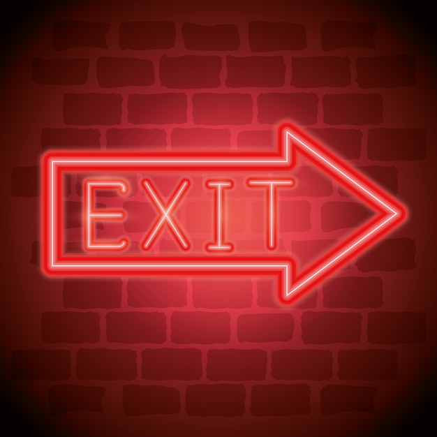 Exit arrow neon label icon