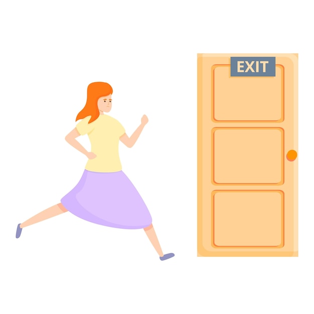 Vector exit door evacuation icon cartoon of exit door evacuation vector icon for web design isolated on white background