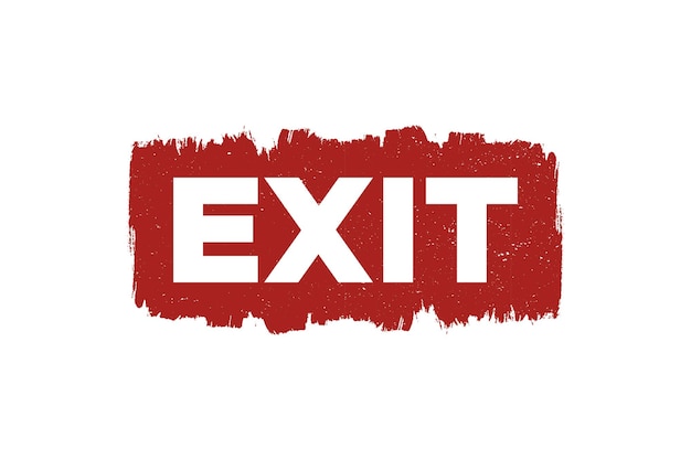 Exit grunge label vector red sign isolated on white