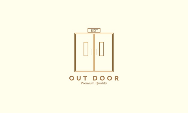 Exit line door exterior logo vector icon illustration design