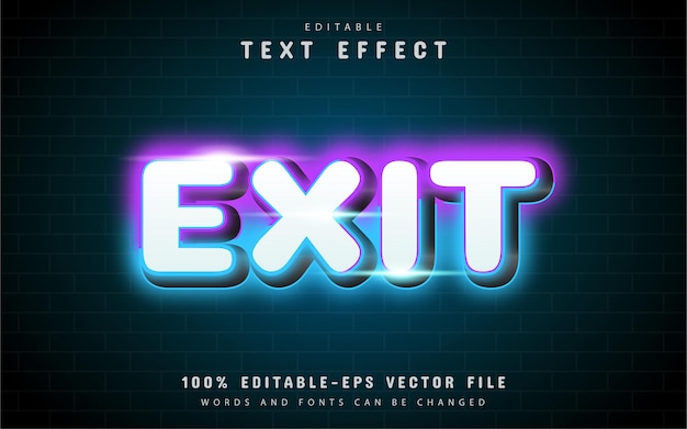 Exit neon text effect with purple gradient