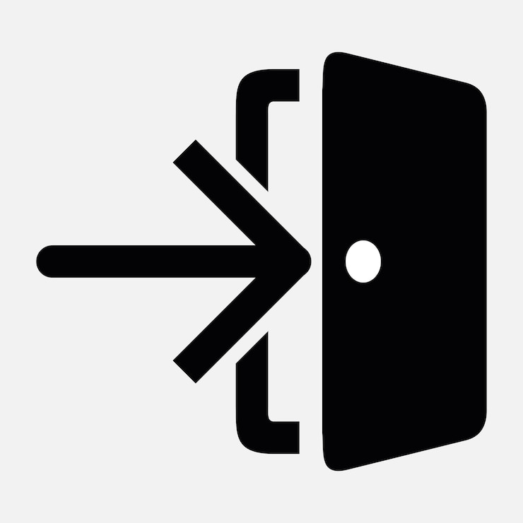 Vector exit vector icon in circle isolated on white background