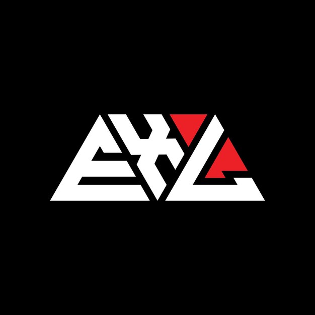 Vector exl driehoek letter logo ontwerp met driehoek vorm exl driehoek logo ontwerp monogram exl drie hoek vector logo sjabloon met rode kleur exl driehuizige logo eenvoudig elegant en luxe logo exl