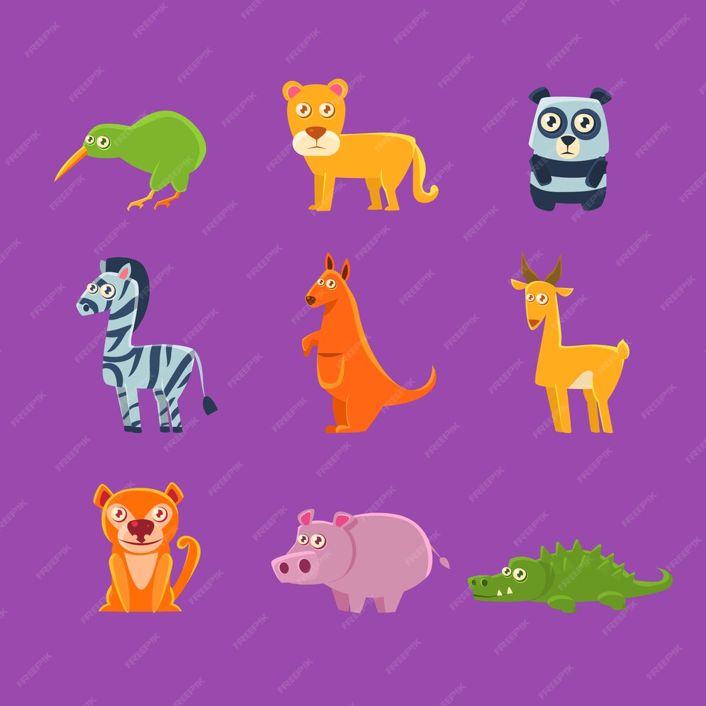 Premium Vector | Exotic animals fauna collection