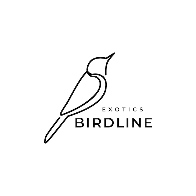 Vector exotic bird continuous line minimalist logo design vector