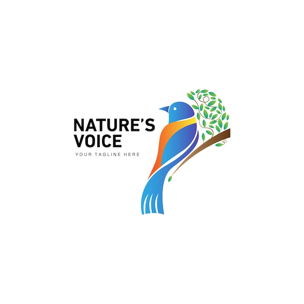 Exotic bird nature leaf logo