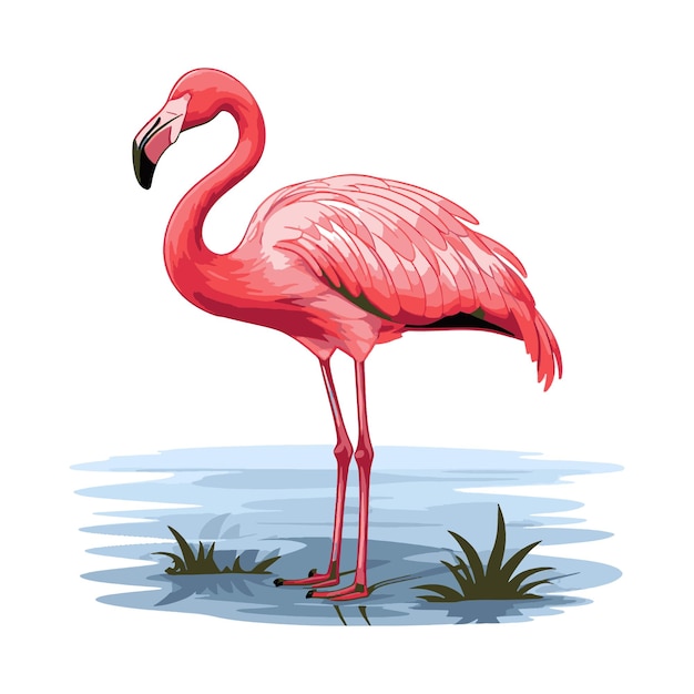 Exotic bird pink flamingo vector illustration