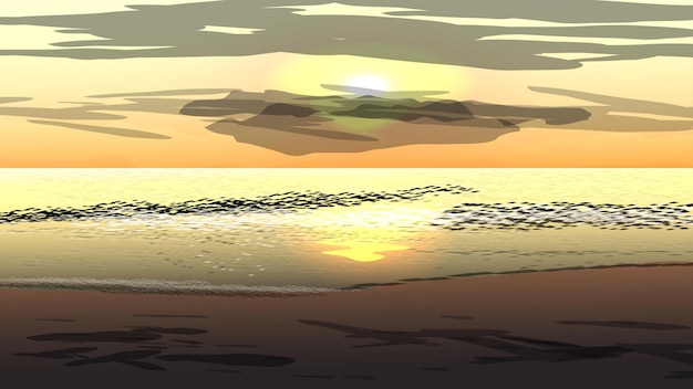 Exotic evening and beach in vector creation