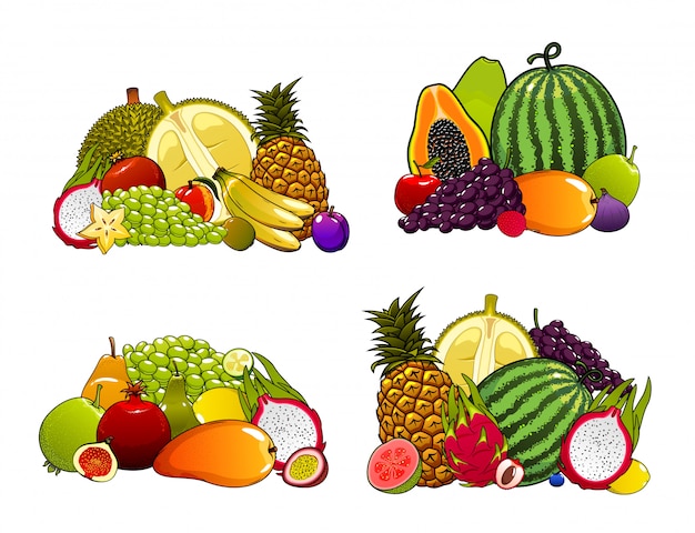 Exotic farm fruits set