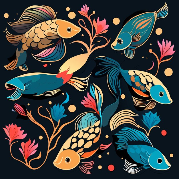 Vector exotic fish species clipart