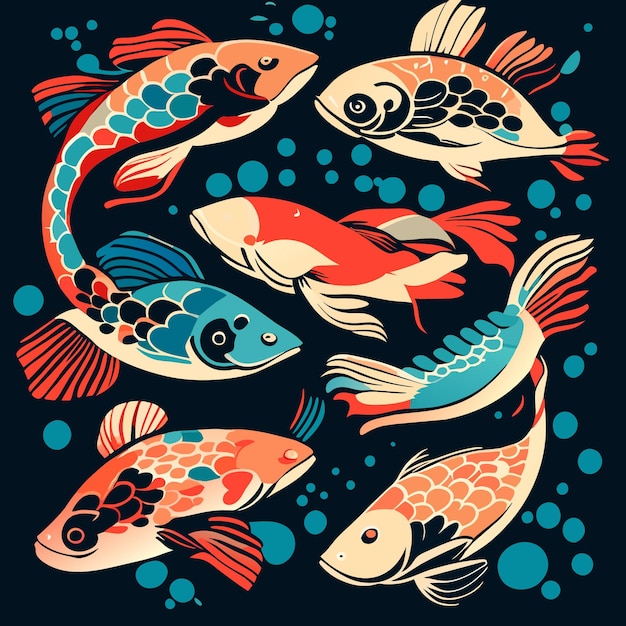 ベクトル エキゾチックな魚のベクトル イラスト キット