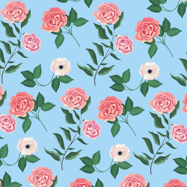 exotic flowers and roses plants background