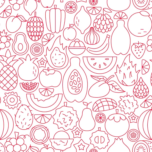 Exotic Fruit Line Seamless Pattern