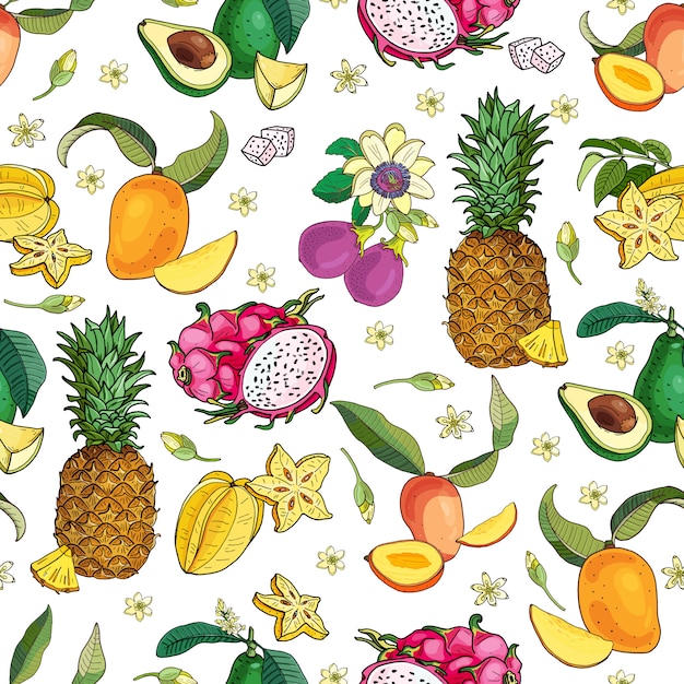 Exotic fruits pattern