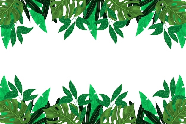 Exotic green leaves background flat design