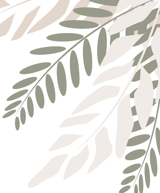 Vector exotic leaves collected in a composition on a white background